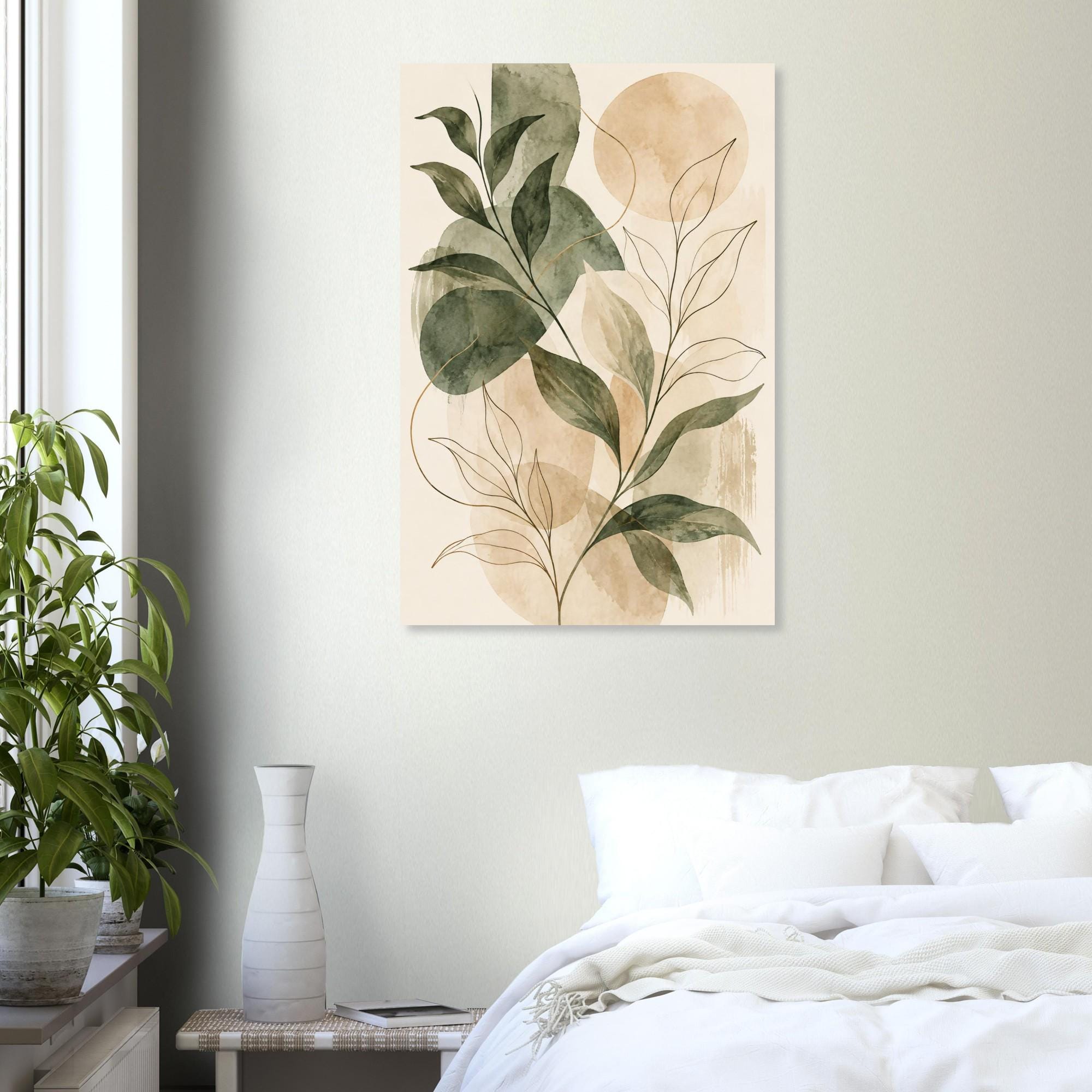 Quiet Luxury Abstract Botanical Poster in Muted Sage and Cream Tones | Etsy product mockup