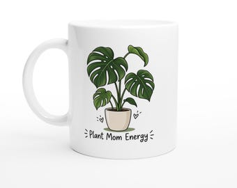 Mug « Maman Plante », Mug à café pour amoureux des plantes, Mug feuille de Monstera (cadeau), Mug minimaliste inspiré des plantes, Tasse style jungle urbaine