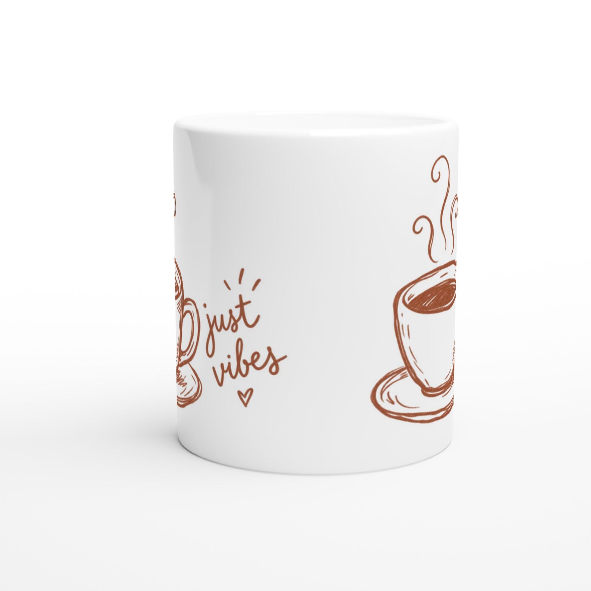 Just Vibes Mug, Hand Drawn Coffee Mug, Whimsical Aesthetic Cup, Cute Sketch Style Mug, Casual Coffee Lover Gift | Etsy product mockup