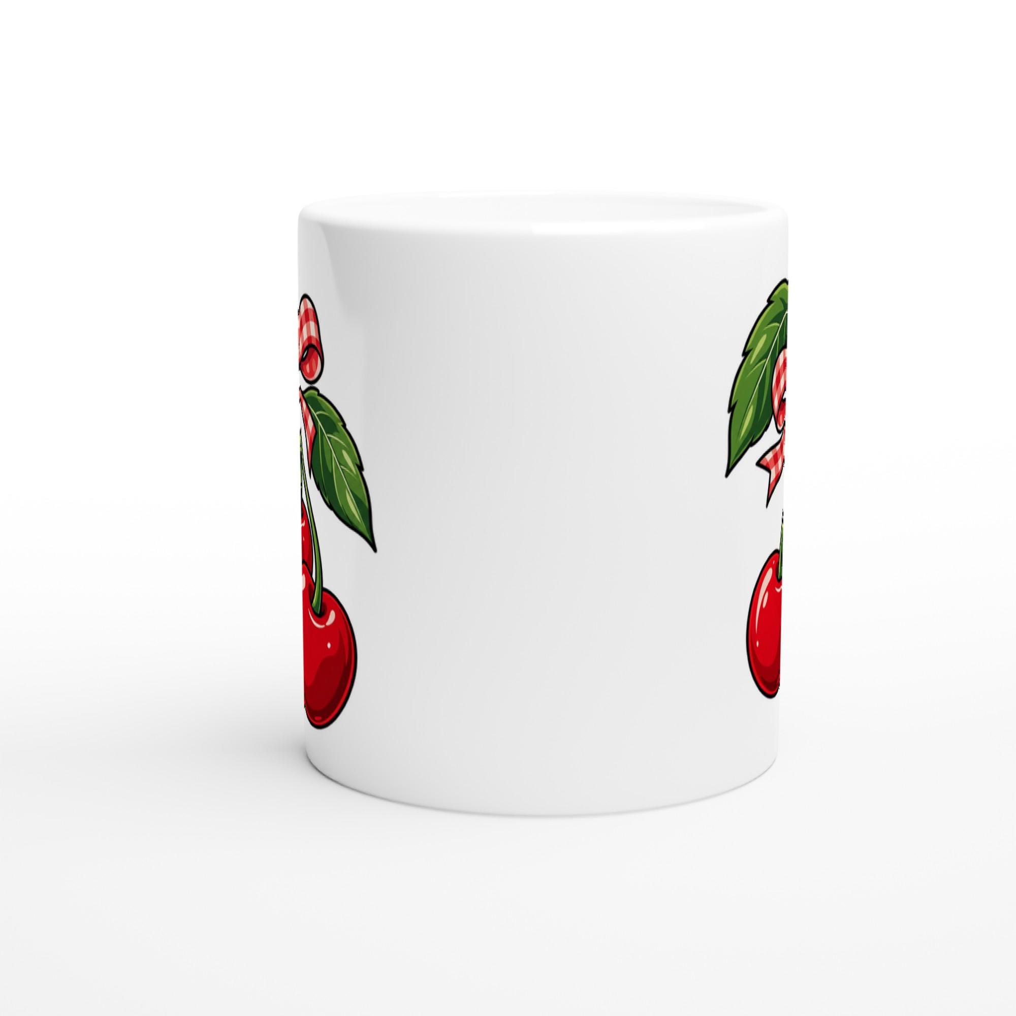 Cherry Print Coffee Mug, Cute Fruit Mug, Retro Cherry Aesthetic Cup, Fun Vector Fruit Mug, Trendy Cherry Gift Mug | Etsy product mockup