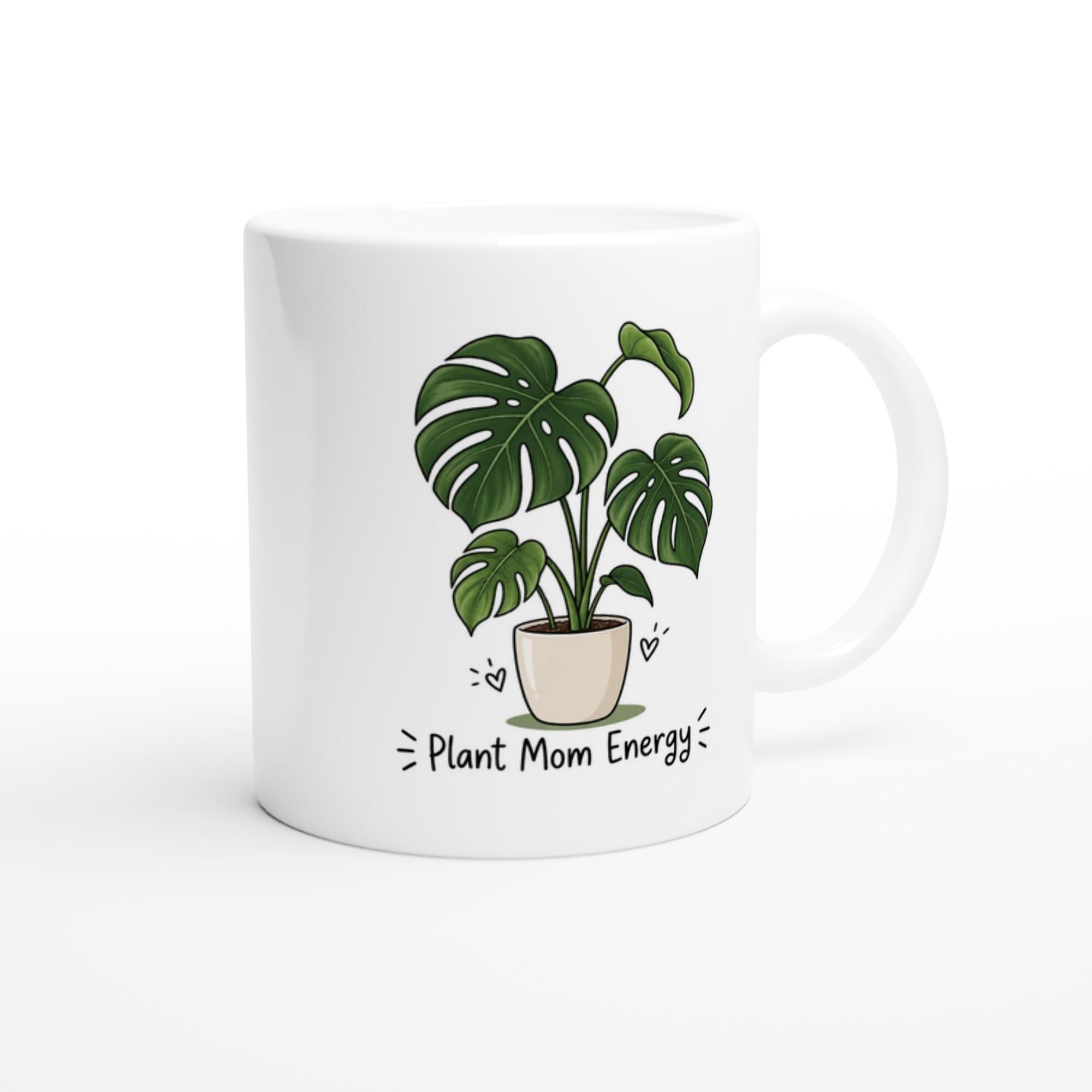 Plant Mom Energy Mug, Plant Lover Coffee Mug, Monstera Leaf Mug Gift, Minimalist Plant Mug, Urban Jungle Aesthetic Cup | Etsy product mockup