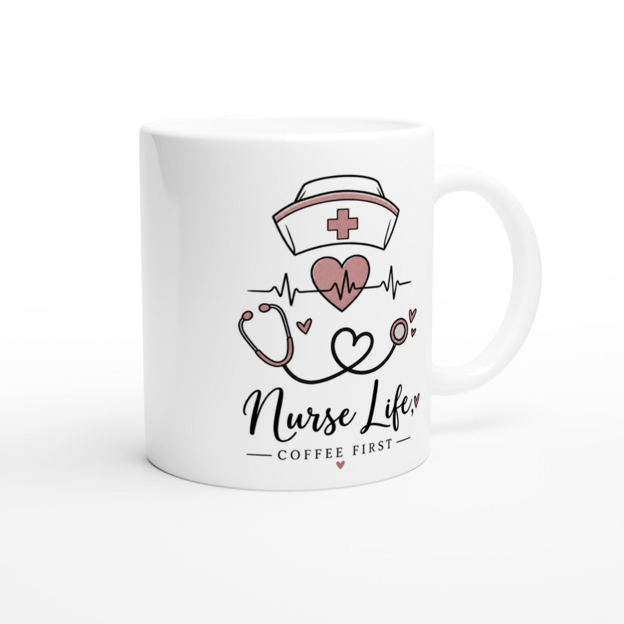Nurse Life Coffee Mug, Nurse Gift Coffee Cup, Nursing Student Mug, Nurse Appreciation Gift, Heartbeat Pulse Mug | Etsy product mockup