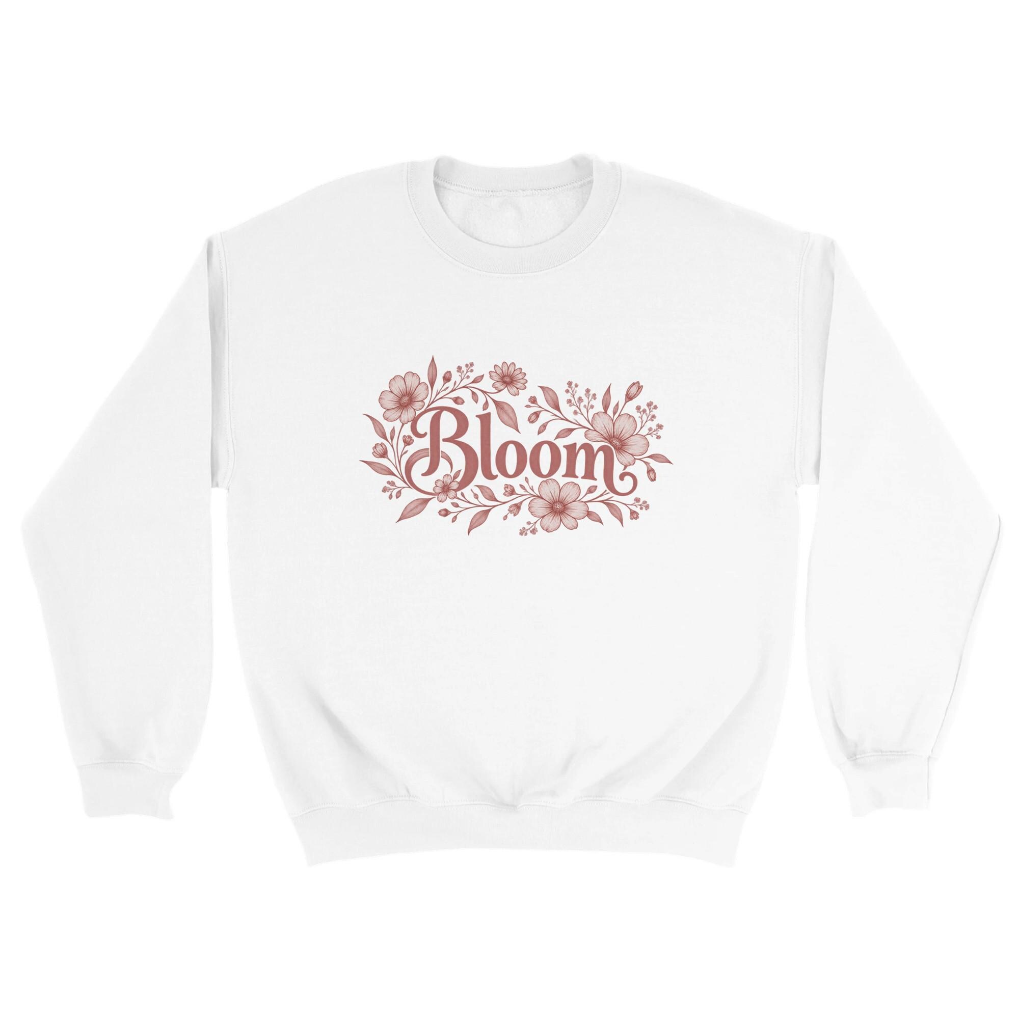 Bloom Floral Sweatshirt, Women's Cozy Crewneck, Botanical Wreath Pullover, Aesthetic Sweatshirt Gift, Soft Feminine Sweater | Etsy product mockup