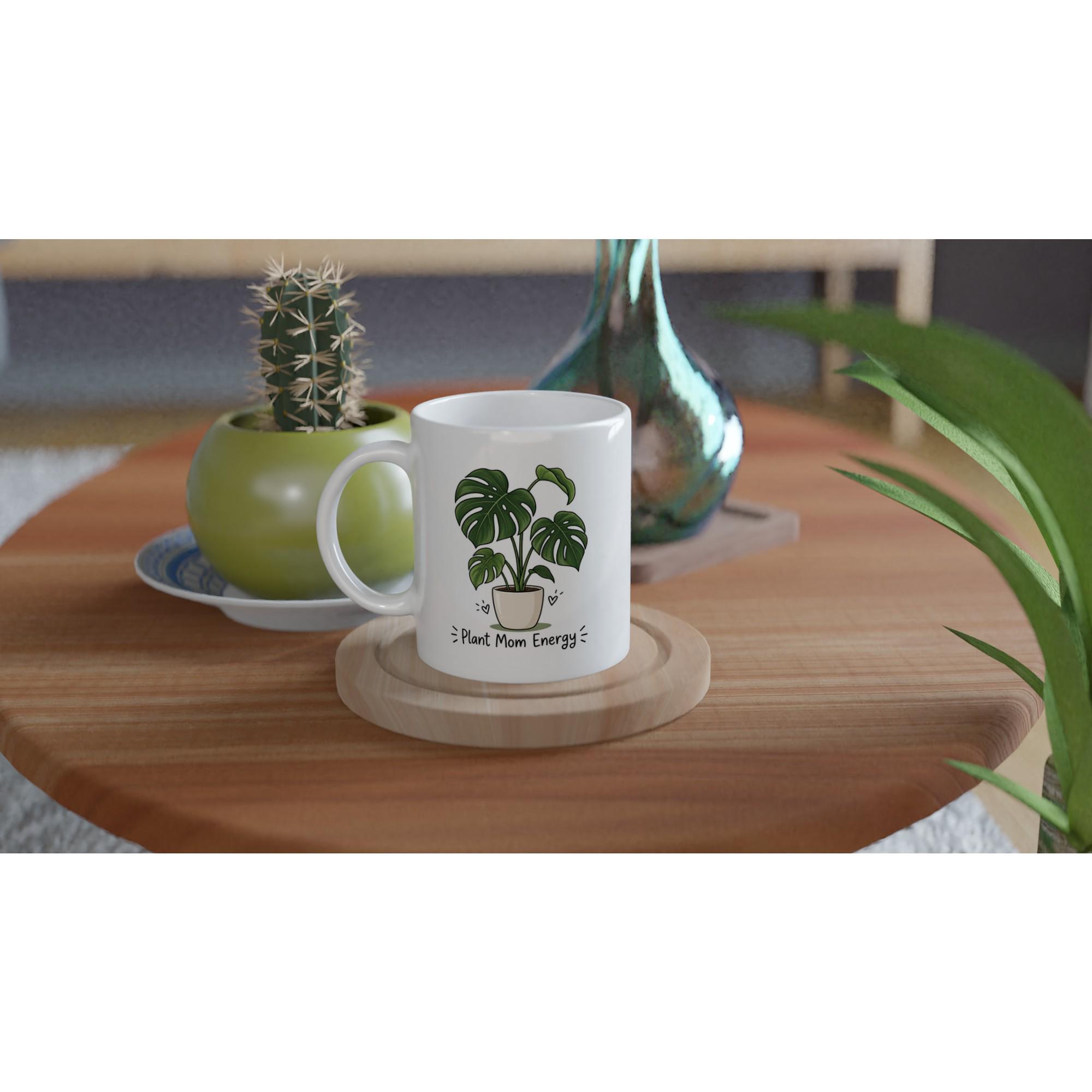 Plant Mom Energy Mug, Plant Lover Coffee Mug, Monstera Leaf Mug Gift, Minimalist Plant Mug, Urban Jungle Aesthetic Cup | Etsy product mockup