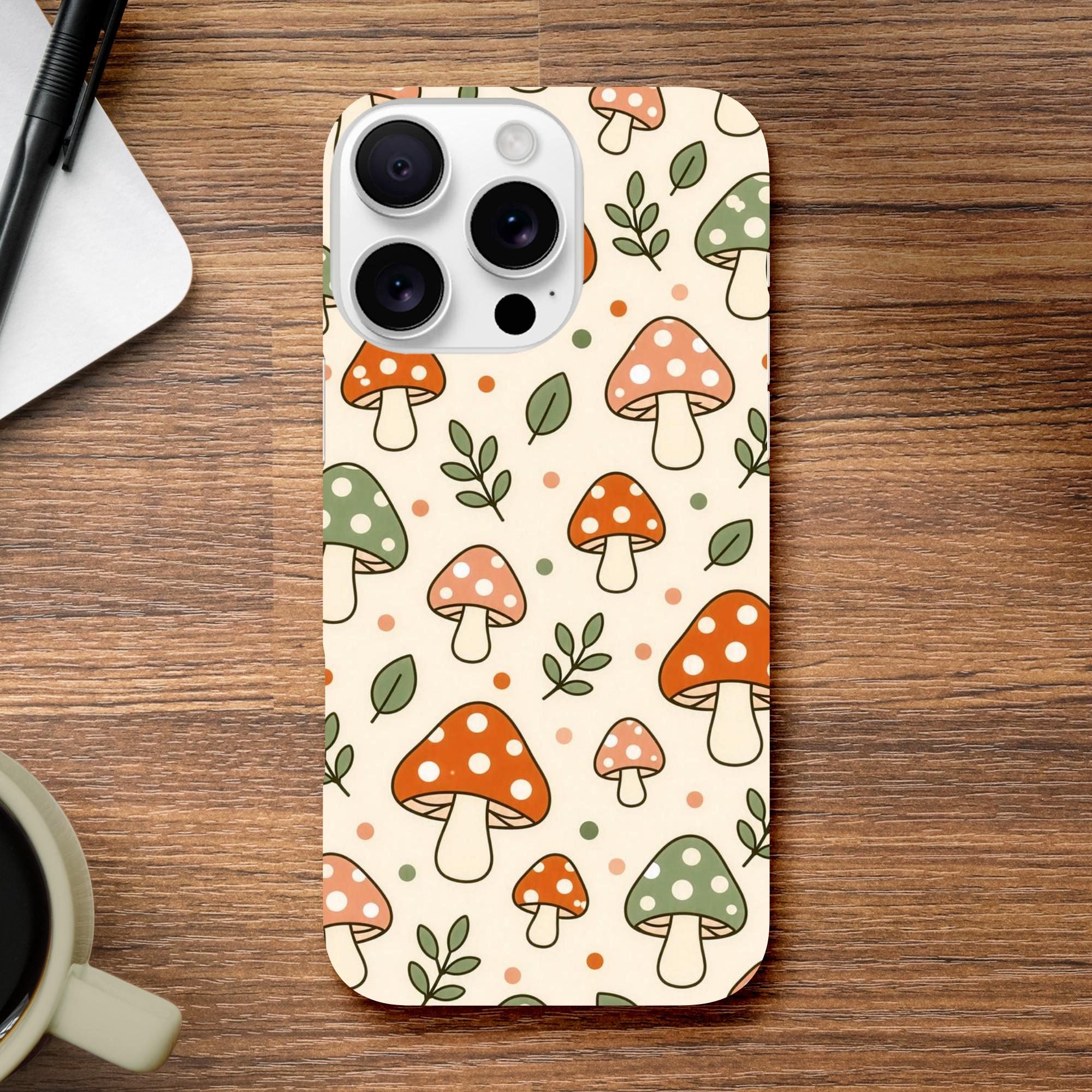 Mushroom Phone Case, Cottagecore Aesthetic Case, Cute Mushroom Pattern Case, Whimsical Nature Case, Cozy Cottagecore Phone Case | Etsy product mockup
