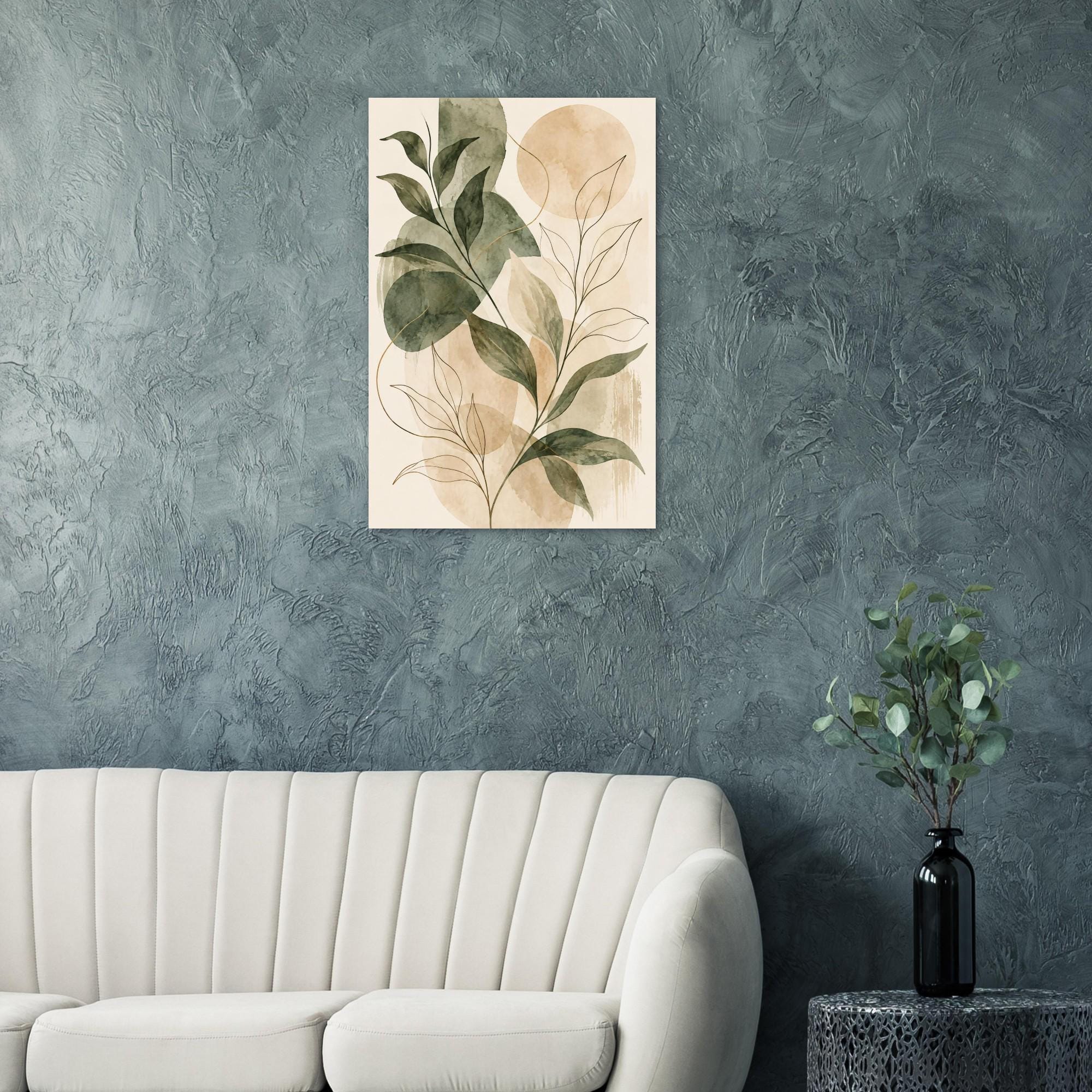 Quiet Luxury Abstract Botanical Poster in Muted Sage and Cream Tones | Etsy product mockup