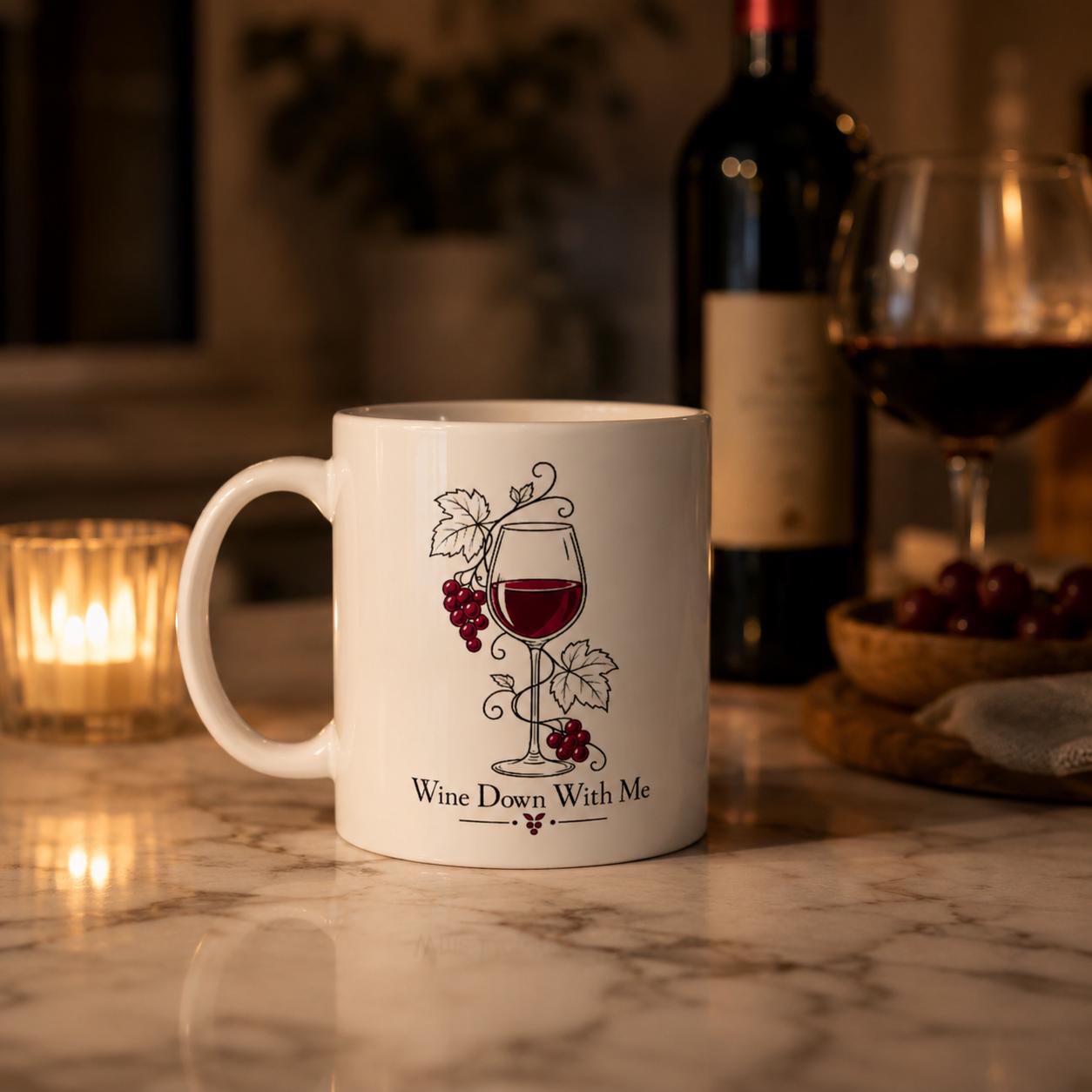 Wine Down With Me Mug for Anyone Who Prefers Their Coffee Mug Doubles as a Wine Glass | Etsy product mockup