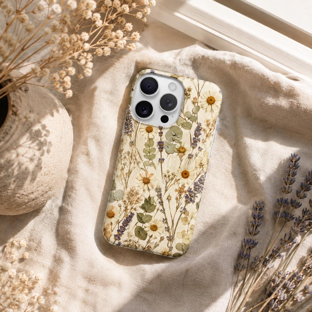 Pressed Flower Phone Case for Botanical Lovers Who Love Soft Aesthetics | Etsy product mockup