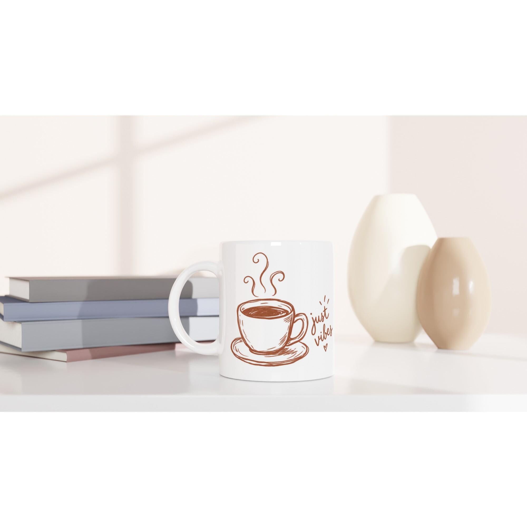 Just Vibes Mug, Hand Drawn Coffee Mug, Whimsical Aesthetic Cup, Cute Sketch Style Mug, Casual Coffee Lover Gift | Etsy product mockup
