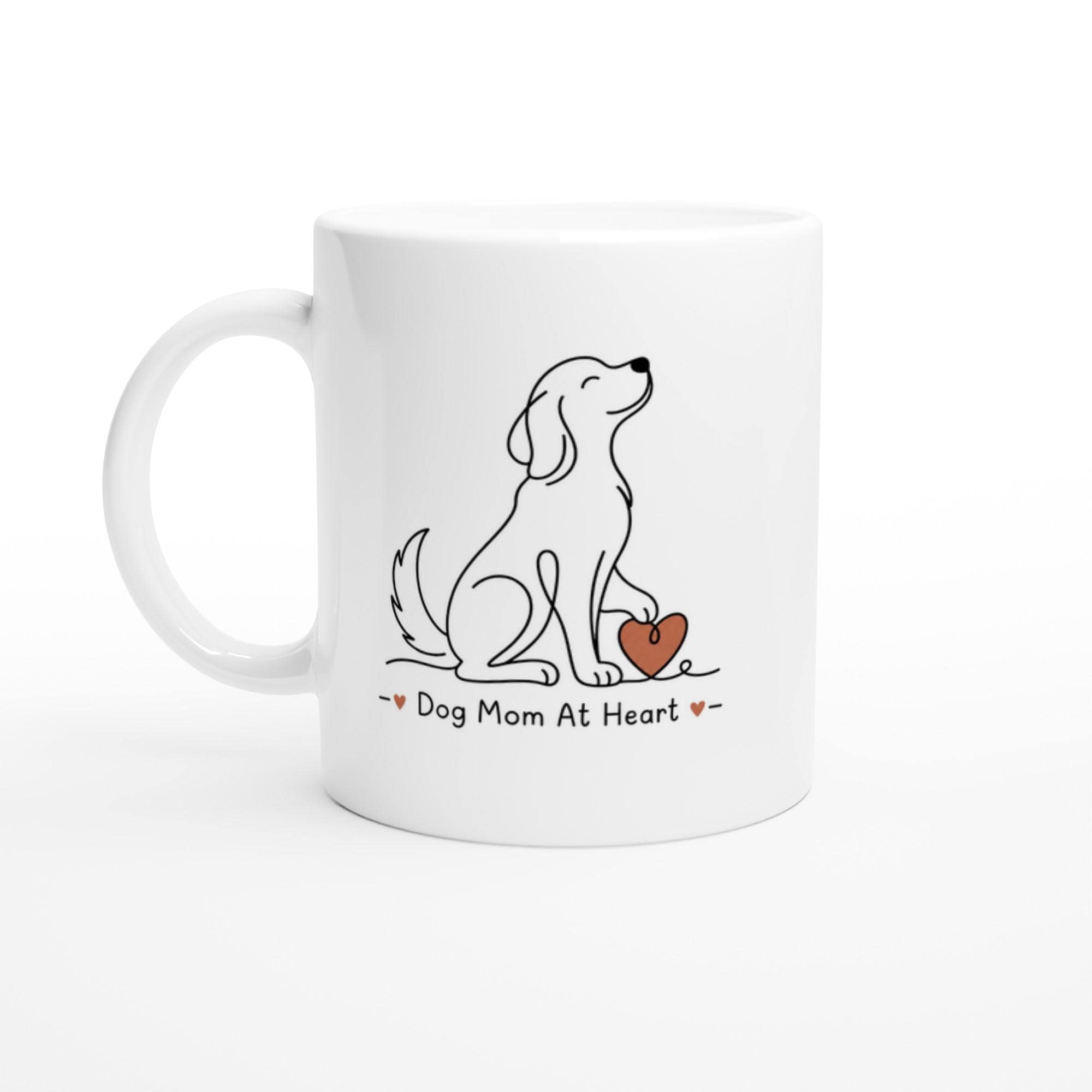 Dog Mom At Heart Mug, Dog Lover Coffee Mug, Minimalist Dog Mug Gift, Cute Dog Silhouette Cup, Dog Owner Aesthetic Mug | Etsy product mockup