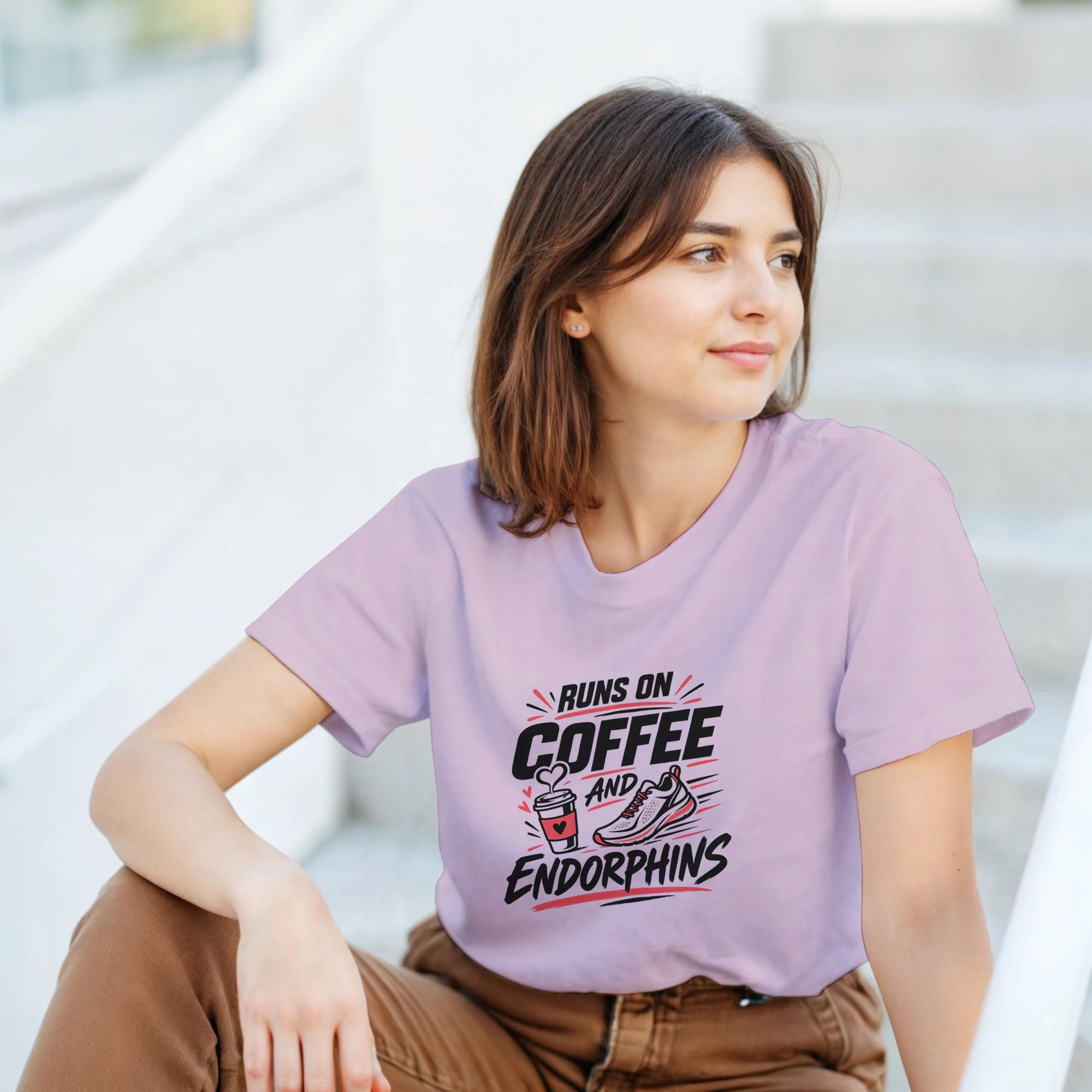 Runs On Coffee And Endorphins Shirt for Women Who Love Their Morning Miles | Etsy product mockup