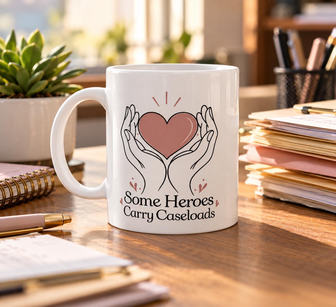 Some Heroes Carry Caseloads Mug for Social Workers Who Give Everything | Etsy product mockup