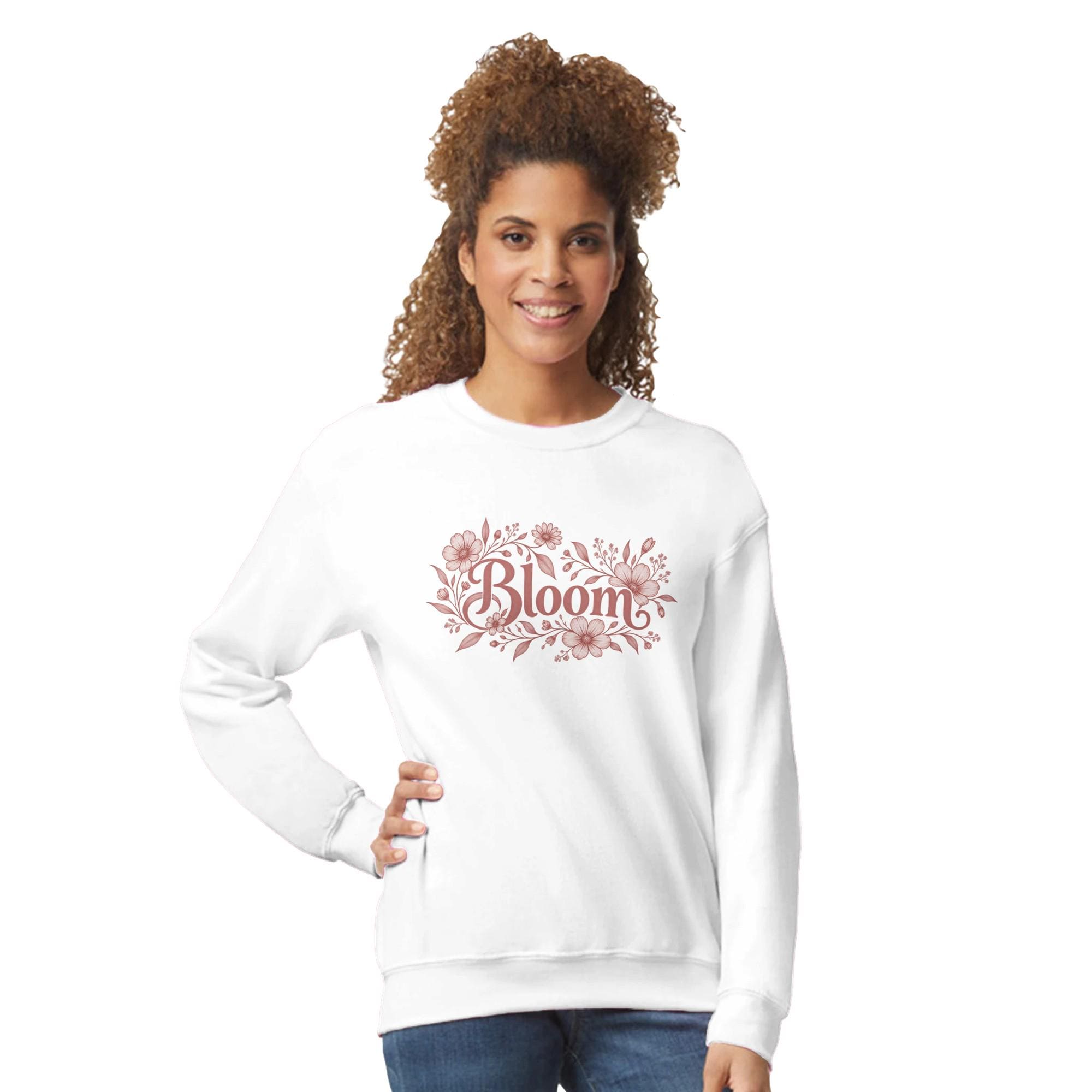 Bloom Floral Sweatshirt, Women's Cozy Crewneck, Botanical Wreath Pullover, Aesthetic Sweatshirt Gift, Soft Feminine Sweater | Etsy product mockup