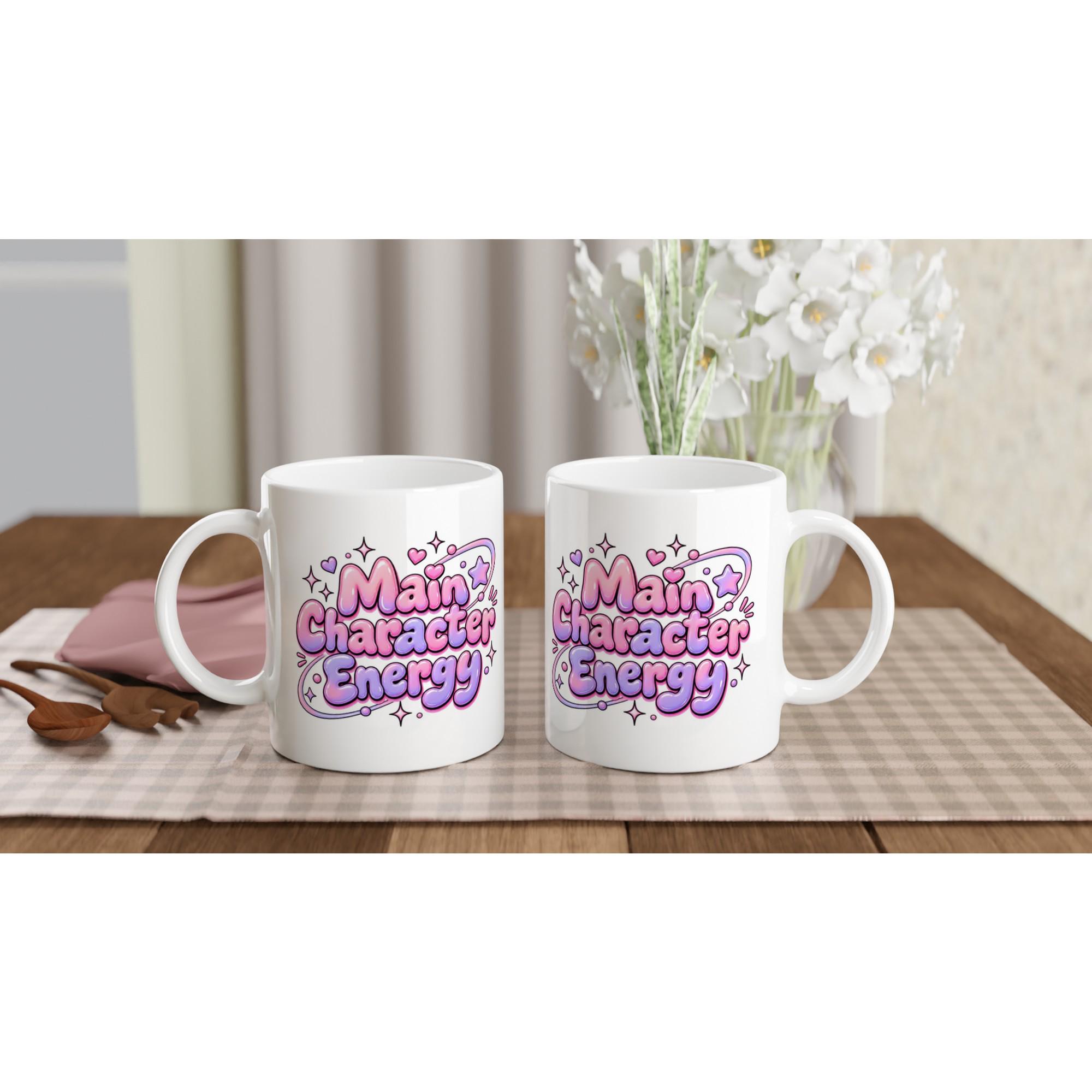 Main Character Energy Mug, Y2K Aesthetic Coffee Mug, Cute Kawaii Coffee Cup, Trendy Pastel Mug Gift, Cutecore Aesthetic Mug | Etsy product mockup
