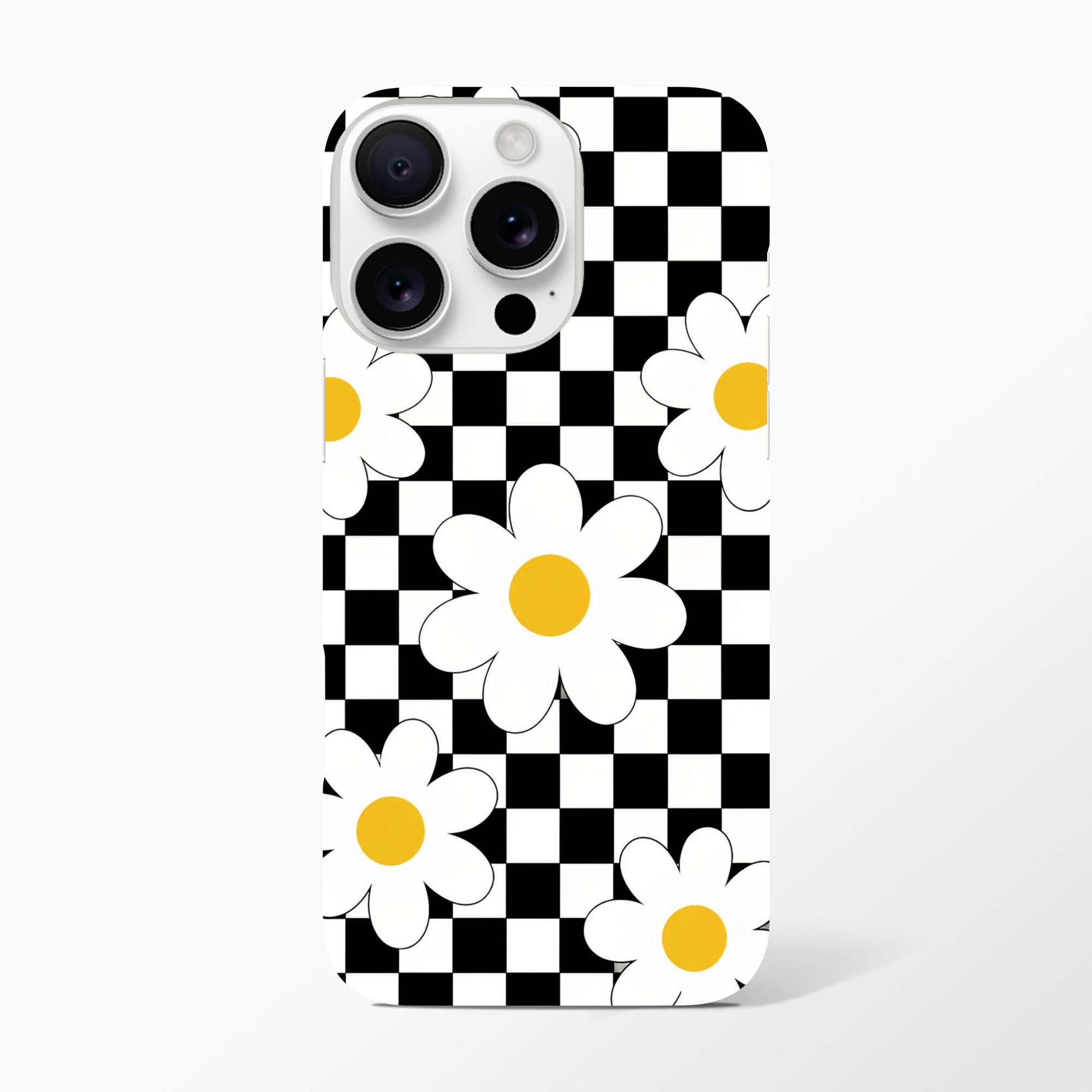 Checkerboard Daisy Phone Case, Retro Y2K Phone Case, Cute Daisy Pattern Case, Trendy Aesthetic Phone Case, Checkered Flower Case | Etsy product mockup