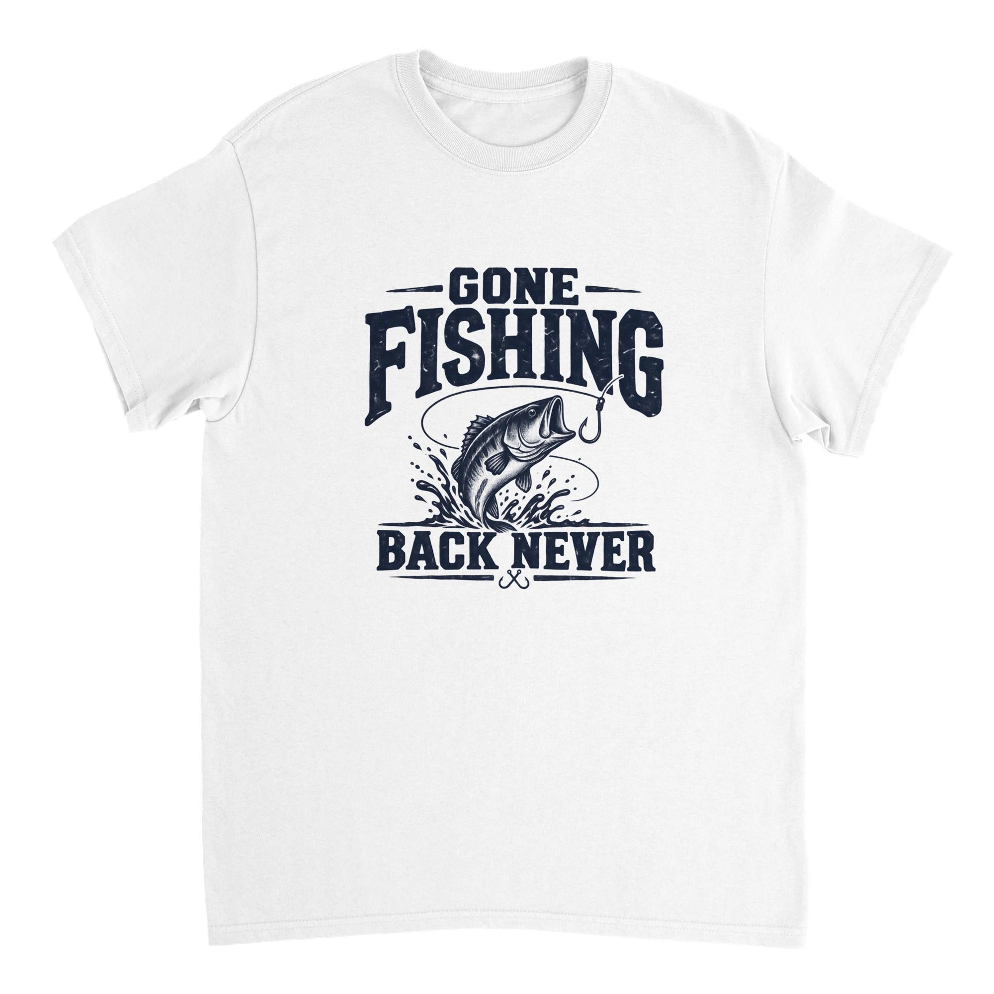 Gone Fishing Back Never Shirt for Dads Who'd Rather Be at the Lake | Etsy product mockup