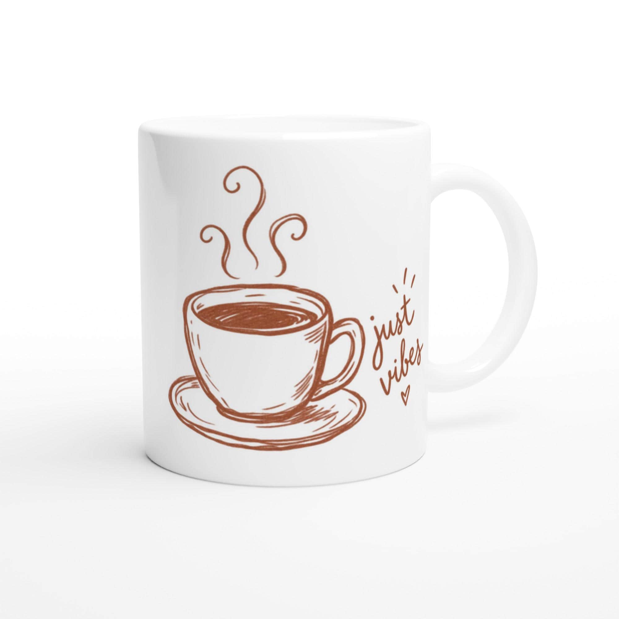 Just Vibes Mug, Hand Drawn Coffee Mug, Whimsical Aesthetic Cup, Cute Sketch Style Mug, Casual Coffee Lover Gift | Etsy product mockup