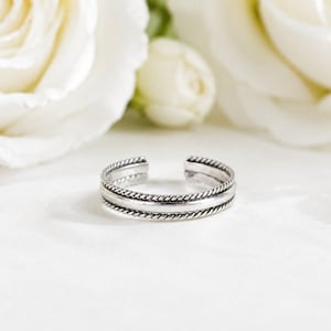 Anello per alluce regolabile con fascia curva in argento sterling 925