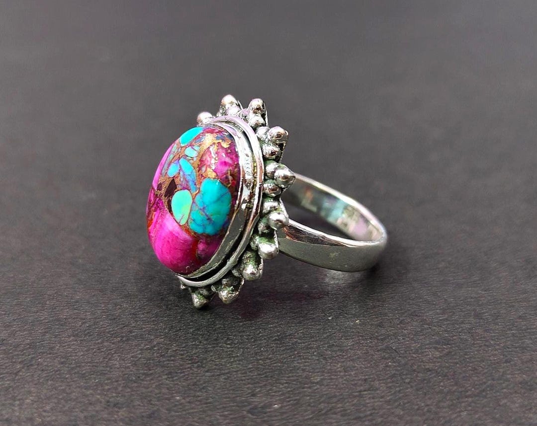 Handmade Kingman Turquoise Ring: Oval Sterling Silver Bohemian Jewelry ...