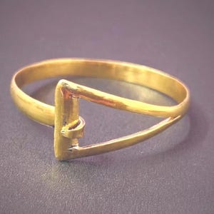 Handmade Gold Triangle Bangle, 18k Plated Geometric Cuff Bracelet, Minimalist Boho Jewelry