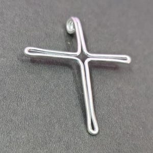 Sterling Silver Infinity Cross Pendant – Minimalist Wire Loop Faith Charm