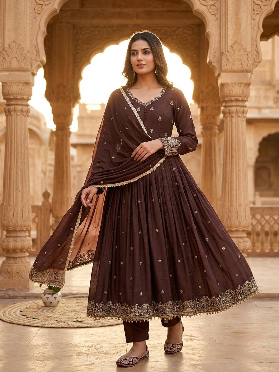 dark brown pakistani dresses Suits Size:US/PAK 10 The dupatta incorporates beautifully blue modest cape dress Allsaints Agnes Paneled Asymmetric