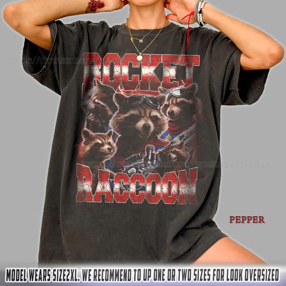 Vintage Rocket Raccoon Graphic Tee, Retro Cosmic Animal Hero Shirt, Funny Sci-Fi Raccoon Vintage T-Shirt, Galaxy Bandit Style Tee