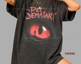 Pet Sematary Shirt, Stephen King Horror Tee, Vintage Horror Movie T-Shirt, Scary Cat Eye Graphic Tee, Halloween Horror Fan Gift, Retro Tee
