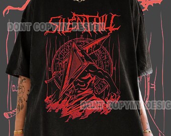 Silent Hill Grafik T-Shirt: Psychologischer Horror Grafik T-Shirt, Retro Survival Horror T-Shirt, dunkles Gothic Ästhetik Fan Geschenk