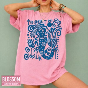 coastal aesthetic mermaid graphic tee blue ocean art