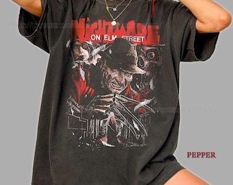 Maglietta Nightmare on Elm Street di Freddy Krueger, maglietta grafica di film horror, maglietta horror slasher, maglietta Spooky Season, maglietta horror vintage