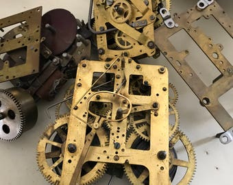 Antique mantle clock parts steampunk supplies gears brass gears for arts and crafts lamp parts