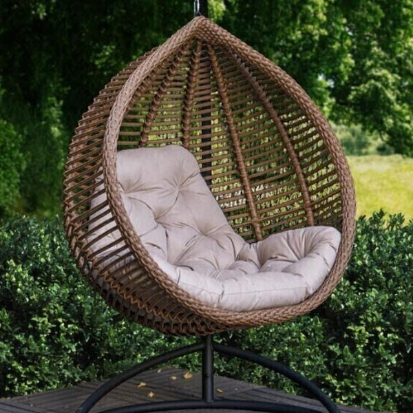 Outdoor hangende eierstoel met standaard rotan schommelstoel 170 kg capaciteit cocon stoel terras balkon tuinstoel met kussen
