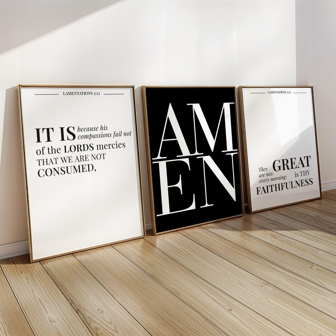 Modern Christian Wall Art Black and White – Great is Thy Faithfulness ...