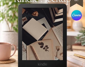 Maqueta de pantalla de Kindle / Maqueta editable de Paperwhite / Plantilla Canva para Bookstagram / Maquetas estéticas de diseño plano, fáciles de arrastrar y soltar