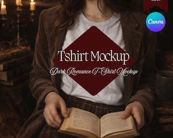 Dark Academia-T-shirtmodel Bella Canvas 3001 | Vintage esthetisch T-shirtmodel | Bookish Gothic-t-shirtmodel | POD-shirtmodel