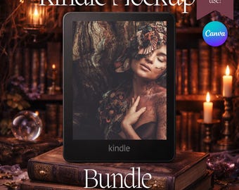 Kindle モックアップ バンドル ダークロマンス | ファンタジー Kindle モックアップ 5 点 | Kindle Paperwhite ディスプレイ | 電子書籍カバー モックアップ | Booktok 著者モックアップ バンドル