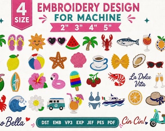 Sommer Stickerei Bundle | La Dolce Vita Mini Stickmuster | Küsten Strand Symbole | Pes Dst Jef Vp3 Exp | Sofort Download