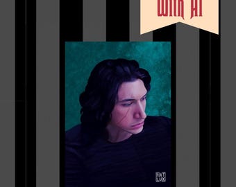 May include: A digital portrait of a person with dark wavy hair and a facial scar, set against a teal background. The image features a cream-colored banner with the text Never Made With AI and a small square logo with the text FIAT LUX.