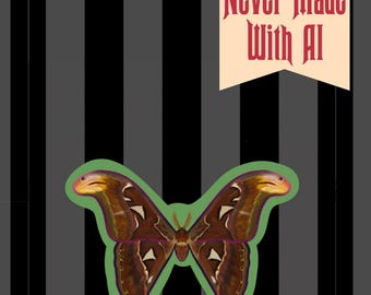 Atlas Moth Vinyl Sticker, Entomology Art, Nature Gift