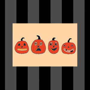 Four Little Pumpkins 4x6 Print, Vintage Halloween, Halloween Wall Art, Wall Decor, Spooky Season, Jack O Lantern,Halloween Illustrations