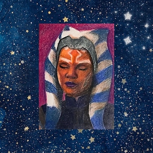 Young Ahsoka Clone Wars Flashback Art Trading Card Proof Colored Pencil Original Art Star Wars Inspire Ahsoka Series Fanart Painting 3.5x2.5