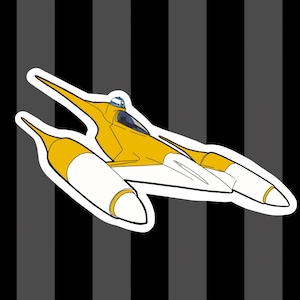 Chrome! Naboo Starfighter R2 Die Cut Sticker, Chrome Art, Nerd Stickers, Fanart Sticker, Droids, car sticker, hydroflask waterbottle iPhone