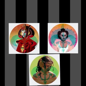 Padme Amidala Naberrie Kiss Cut Circle Sticker Pack (Set of 3), Padme Naberrie, Natalie Portman fan, prequel movies, queen of Naboo