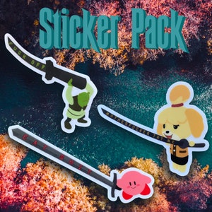 Insult Sword Sticker 3 Pack Curse Words Transparent Stickers Insult Stickers, Funny Gifts, Katana Sword Meme Art ACNL Shrek Kirby