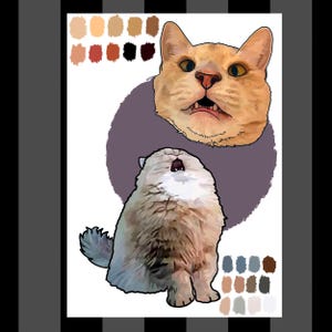 Digital Sketchbook 5x7 Print Cat Illustration Screaming Cats Wall Art Print, Funny Pet Art, Cat Lover, Pet Portraits, Cat Memes, Silly Pets
