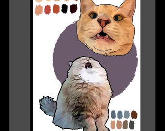 Screaming Cats Art Print, Funny Cat Lover Gift, 5x7 Sketchbook Page