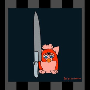 Cursed Furbies Knife Baby Furby Meme 4x6 Art Print 90s toys furby fandom furby meme art wall art decor