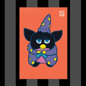 Cursed Furbies Purple Wizard Hat Furby Humor 4x6 Art Print 90s toys furby fandom meme wall art decor