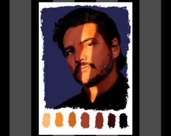 Retrato de Pedro Pascal, impresión artística mate de 5x7